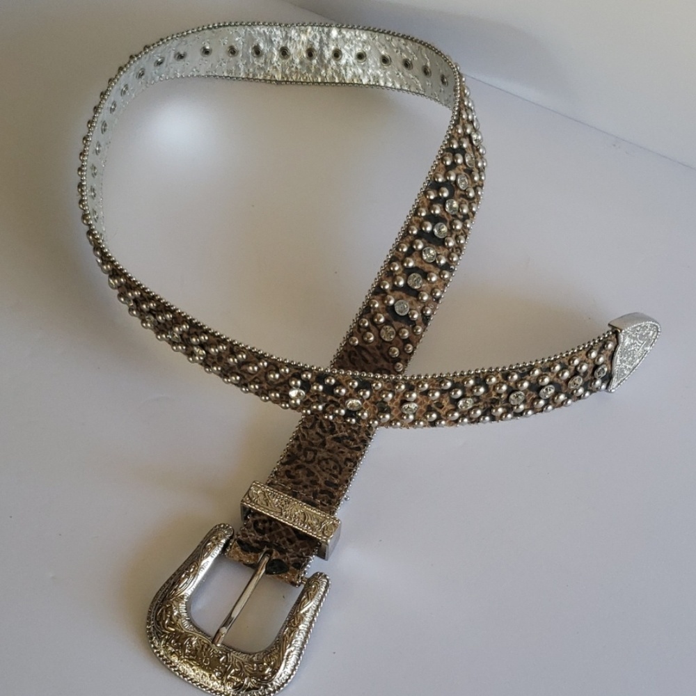 Guess Bling Western Animal Print Belt Women Size S
